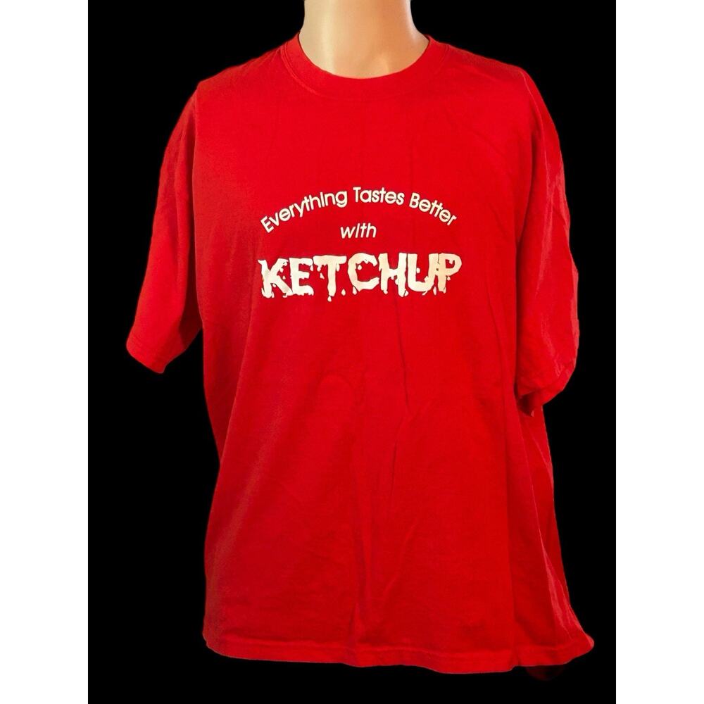 Everything Tastes Better With Ketchup Men’s XL Extra Large‎ Red T-Shirt